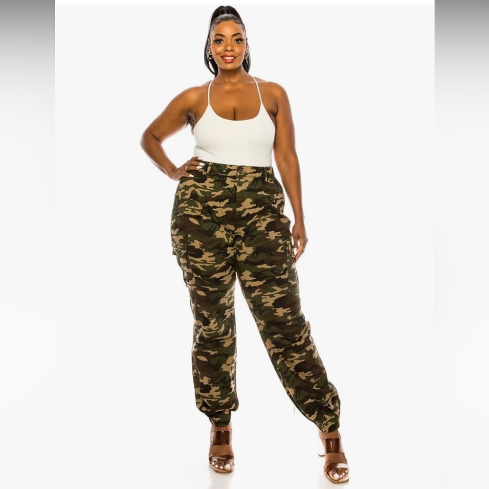 Double Denim Camo Cargo Pants
